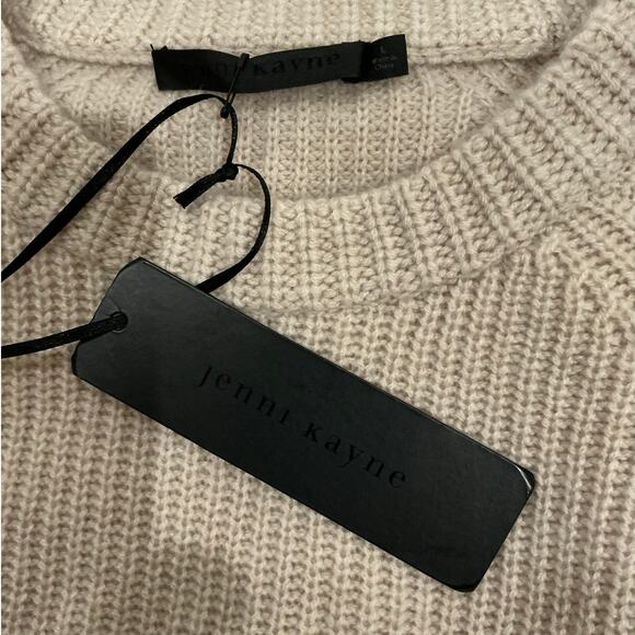 Jenni Kayne Women’s Cashmere Fisherman Sweater Large Oatmeal Knit Pullover - Picture 13 of 16